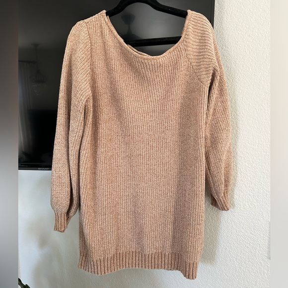 Vici - Obsessed With Me Chenille Off The Shoulder Mini Dress - Oatmeal - XL - Picture 2 of 5